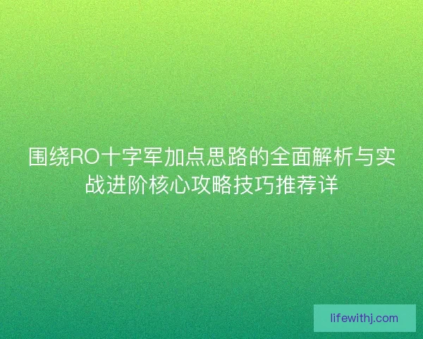 围绕RO十字军加点思路的全面解析与实战进阶核心攻略技巧推荐详